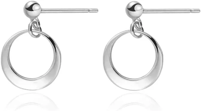 Minimalist Circle Hoop Ball Stud Earrings 925 Sterling Silver Simple Loops Dangle Charm Drop Studs Post Cartilage Statement Earring Dainty Jewelry Gifts for Women