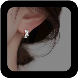 Minimalist Silver Flower Huggie Earrings Small Round Hoop Earrings Tiny Daisy Flower Hoop Earrings Flower Circle Earrings Flower Floral Huggie Earrings Jewelry for Women