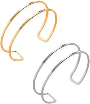 Minimalist Women's Gold Silver Adjustable Arm Bracelet - Dainty Layered Armband Boho Bangle Bracelets - Boho Bangle Armlet Jewelry Gift Set