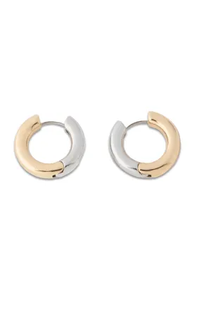Mixed Metal Huggie Earrings