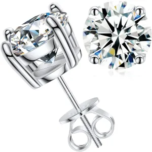 Moissanite Stud Earrings Screw Back 0.2-8 Carats (3-10mm) Moissanite Earrings for Women Men 18k Gold Plated 925 Sterling Silver Stud D Color VVS1 Round Stone Mothers Day Jewelry Gift
