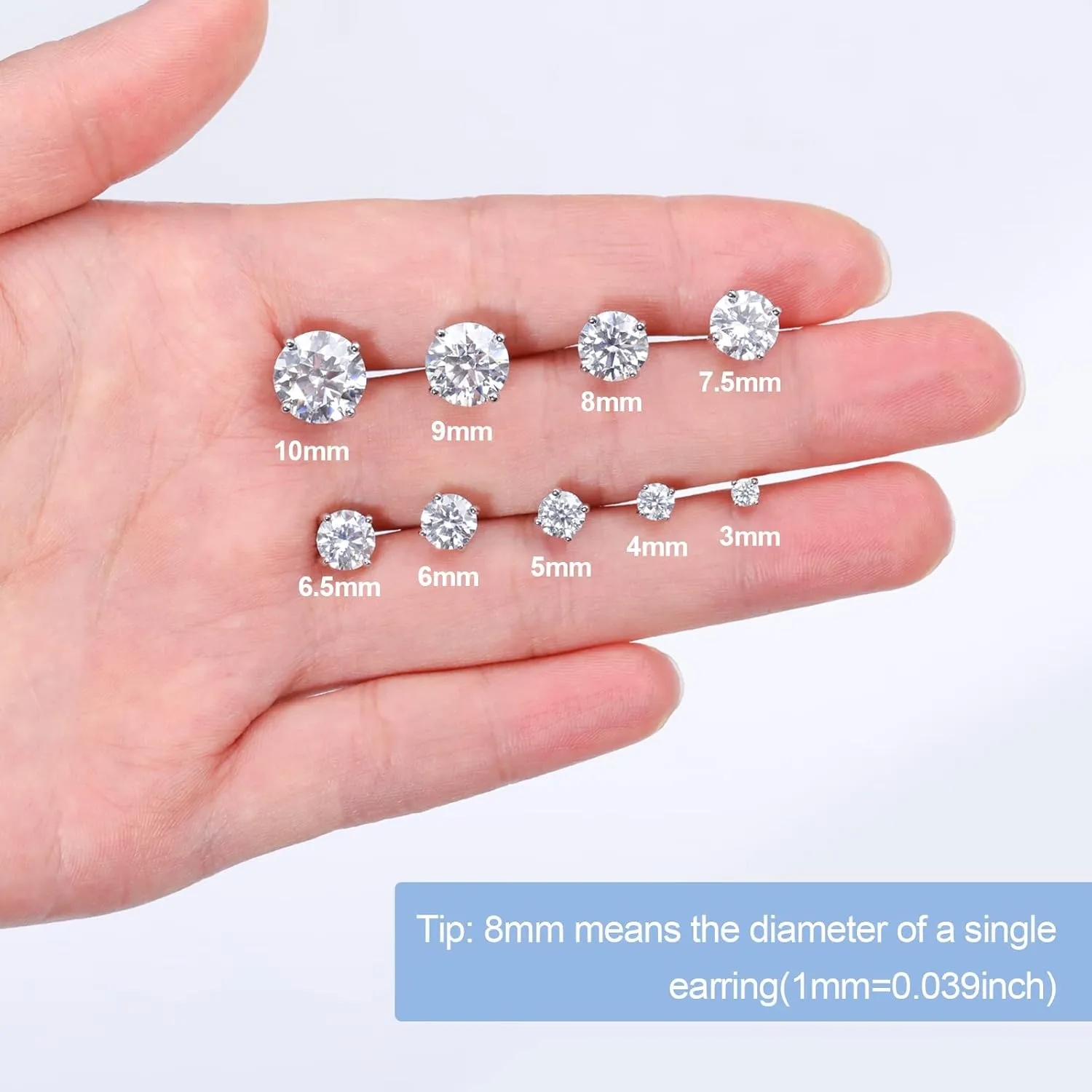 Moissanite Stud Earrings Screw Back 0.2-8 Carats (3-10mm) Moissanite Earrings for Women Men 18k Gold Plated 925 Sterling Silver Stud D Color VVS1 Round Stone Mothers Day Jewelry Gift