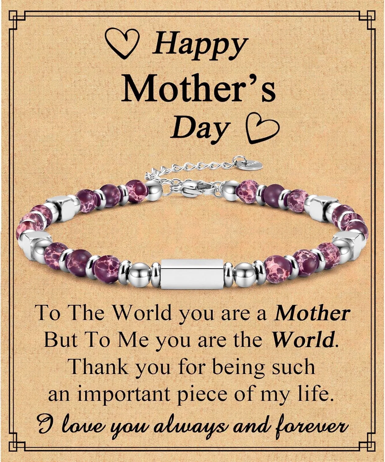 Mothers Day Beaded Bracelets Jewelry Gift for Wife, Grandma, Sister, Aunt, Dog Mom, Mother in Law, Daughter in Law, Her