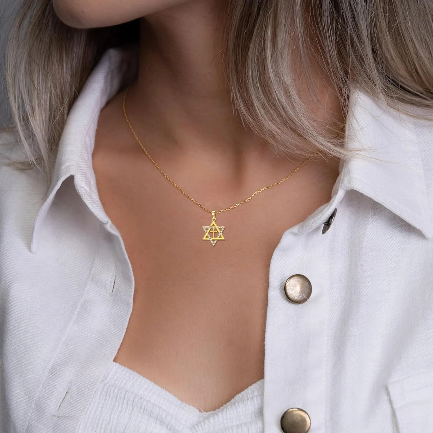 Mothers Day Gifts 14k Real Gold Dainty Necklace, Solid Gold Delicate Pendant For Women Mom Lover