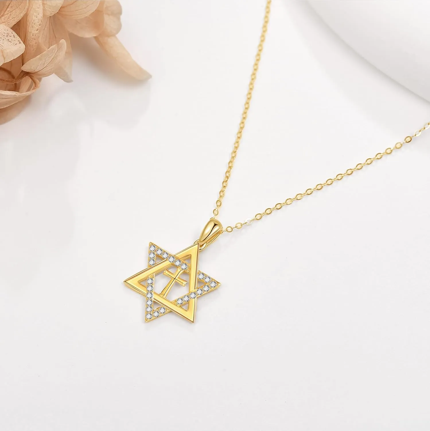 Mothers Day Gifts 14k Real Gold Dainty Necklace, Solid Gold Delicate Pendant For Women Mom Lover