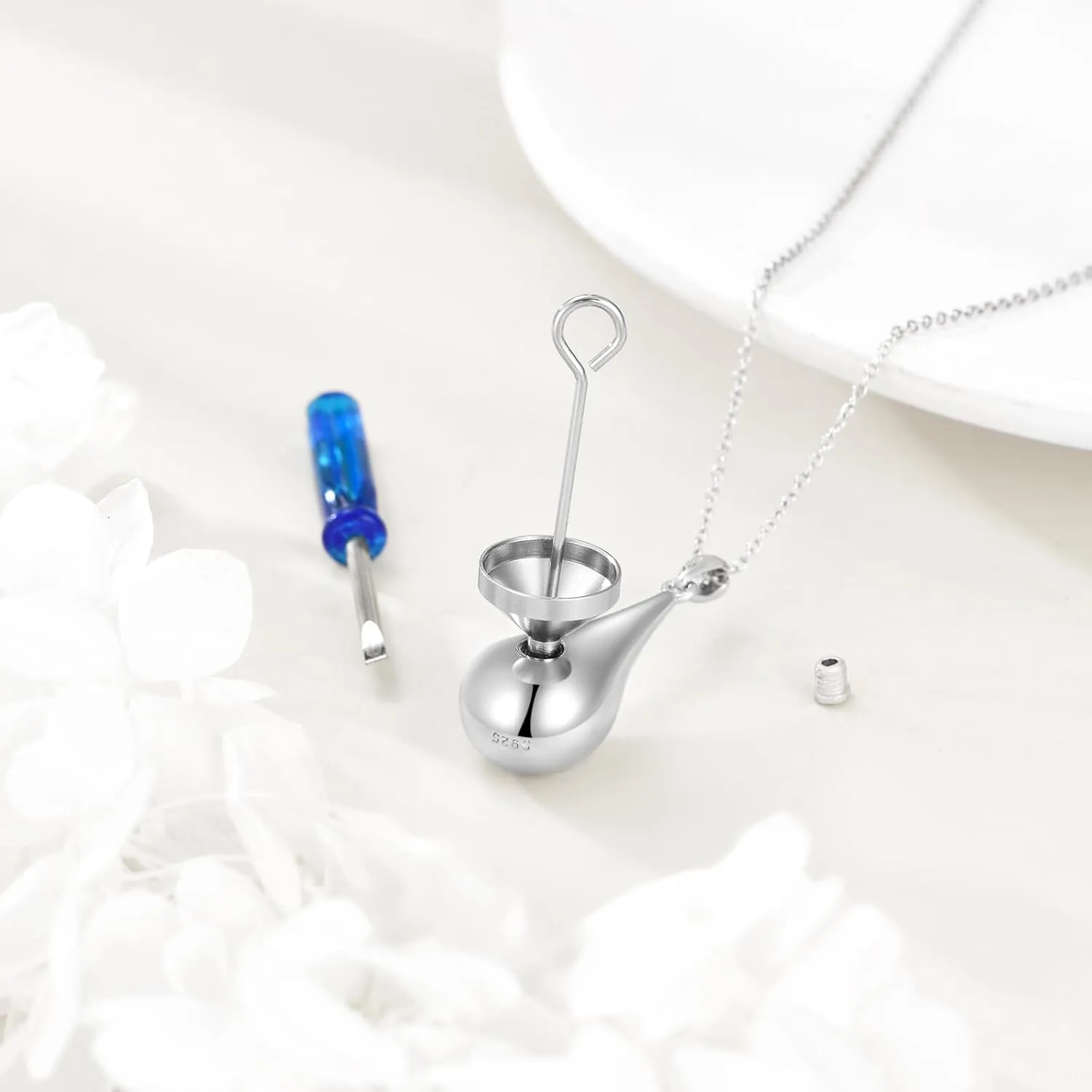 Mountain Urn Necklaces for Ashes Sterling Silver Mountain Bar Cremation Abalone Shell Jewelry for Ashes Memory Jewelry for Women Men