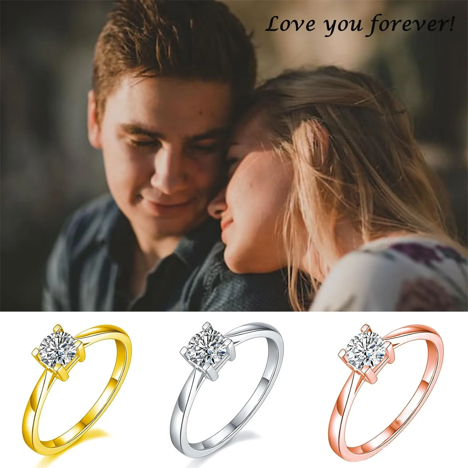 MRENITE Solid 10K/14K/18K Gold 1ct Moissanite Round Engagement Rings Round Cut Moissanite Ring D Color VVS1 Solitaire Promise Ring Free Engraving Name Wedding Jewelry Gifts for Women