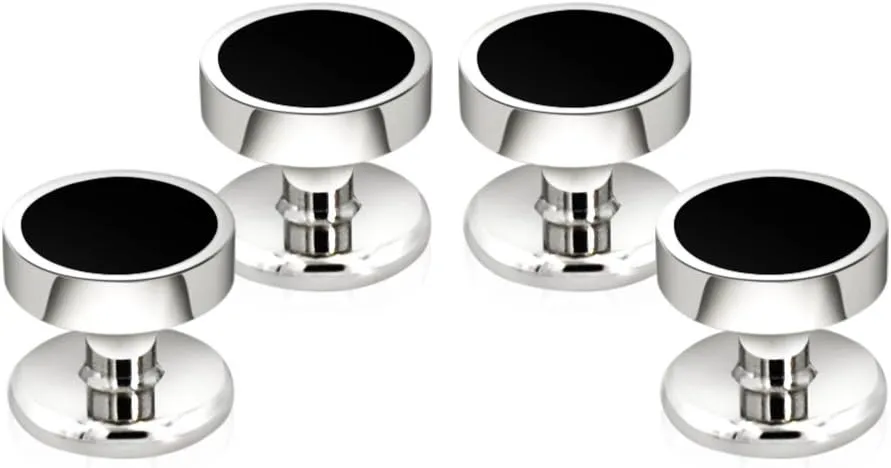 Mr.Van 4PCS Mens Black Enamel Shirt Studs Set Tuxedo Shirts Business Wedding Gifts for Men