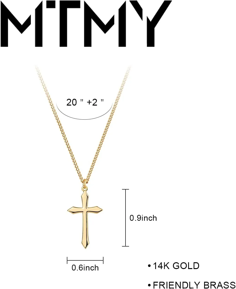 MTMY Gold Cross Necklace 14K Gold Plated Dainty Gold Cross Pendant Necklace for Women Delicate Necklace Jewelry