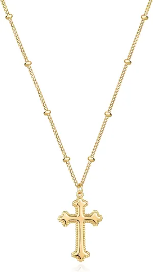MTMY Gold Cross Necklace 14K Gold Plated Dainty Gold Cross Pendant Necklace for Women Delicate Necklace Jewelry