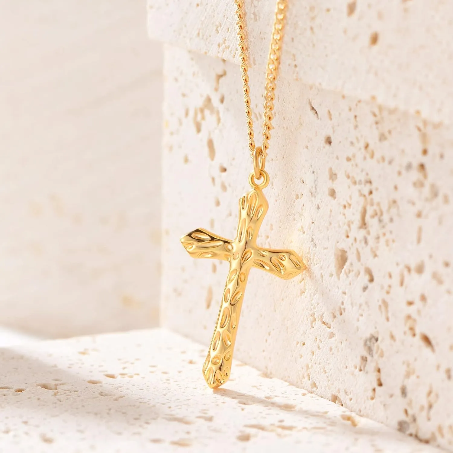 MTMY Gold Cross Necklace 14K Gold Plated Dainty Gold Cross Pendant Necklace for Women Delicate Necklace Jewelry