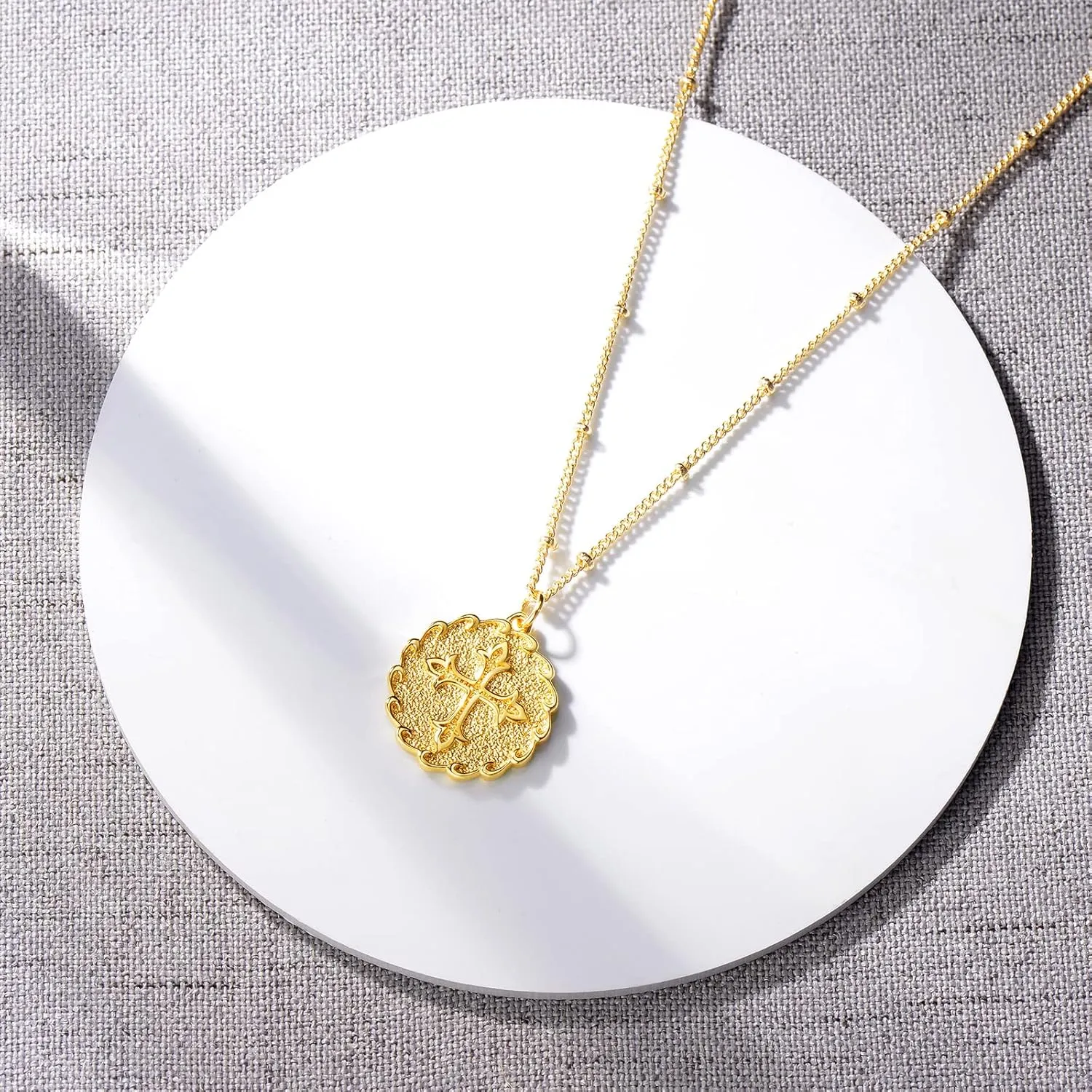 MTMY Gold Cross Necklace 14K Gold Plated Dainty Gold Cross Pendant Necklace for Women Delicate Necklace Jewelry