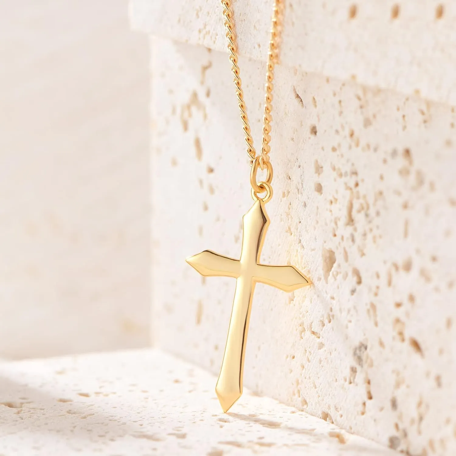 MTMY Gold Cross Necklace 14K Gold Plated Dainty Gold Cross Pendant Necklace for Women Delicate Necklace Jewelry