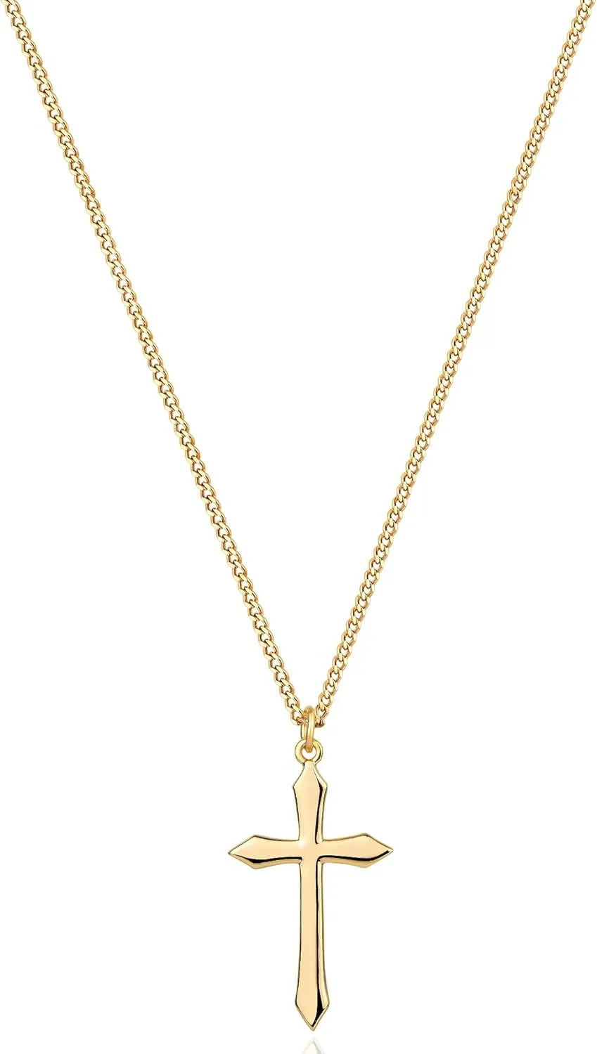 MTMY Gold Cross Necklace 14K Gold Plated Dainty Gold Cross Pendant Necklace for Women Delicate Necklace Jewelry