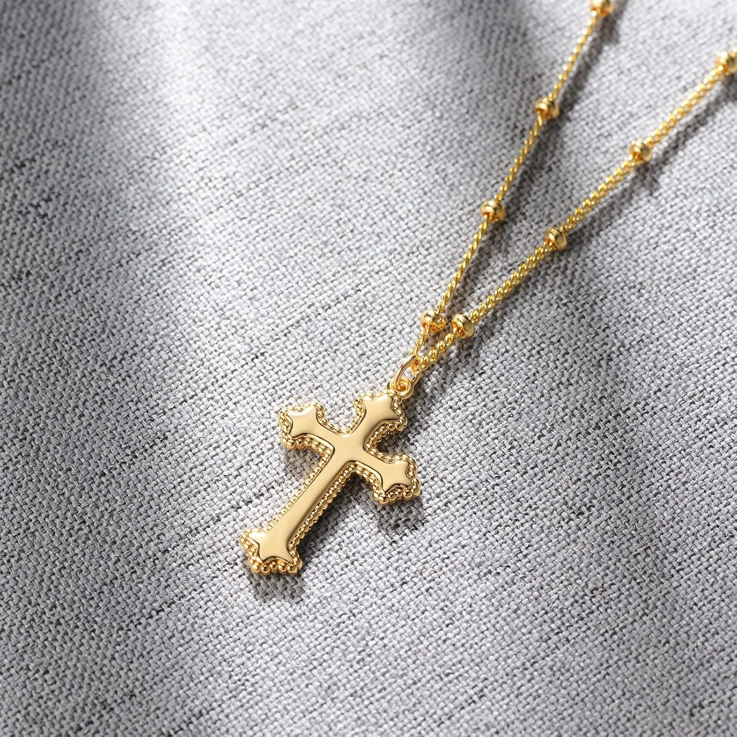 MTMY Gold Cross Necklace 14K Gold Plated Dainty Gold Cross Pendant Necklace for Women Delicate Necklace Jewelry