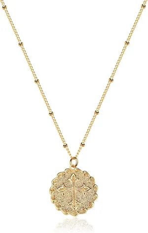 MTMY Gold Cross Necklace 14K Gold Plated Dainty Gold Cross Pendant Necklace for Women Delicate Necklace Jewelry