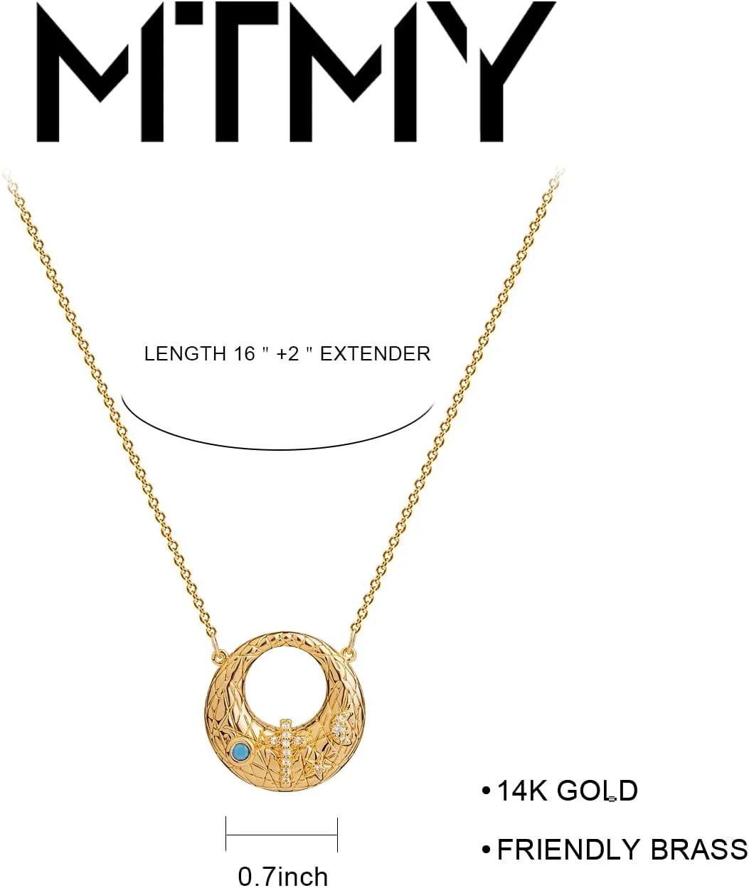 MTMY Gold Pendant Necklace for Women 14K Gold Plated Dainty Gold Necklace Simple Delicate Jewelry