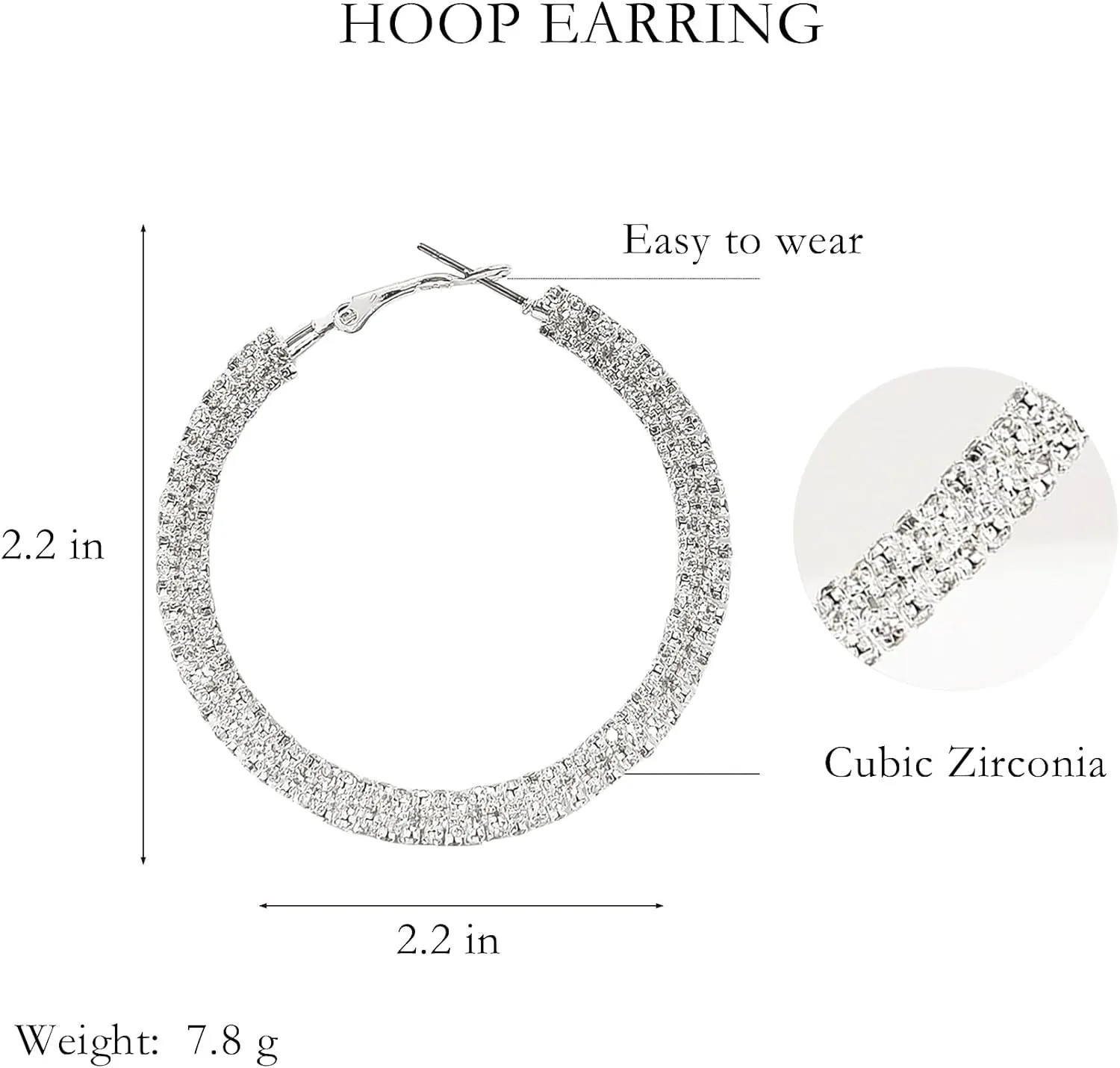 Multcolors Cubic Zirconia Hoop Earrings For Women Statement Oval Rhinestone Hoop Earrings 14K Gold Plated Chunky Hoop Earrings Dainty Lightweight Big Earrings Trendy Jewelry