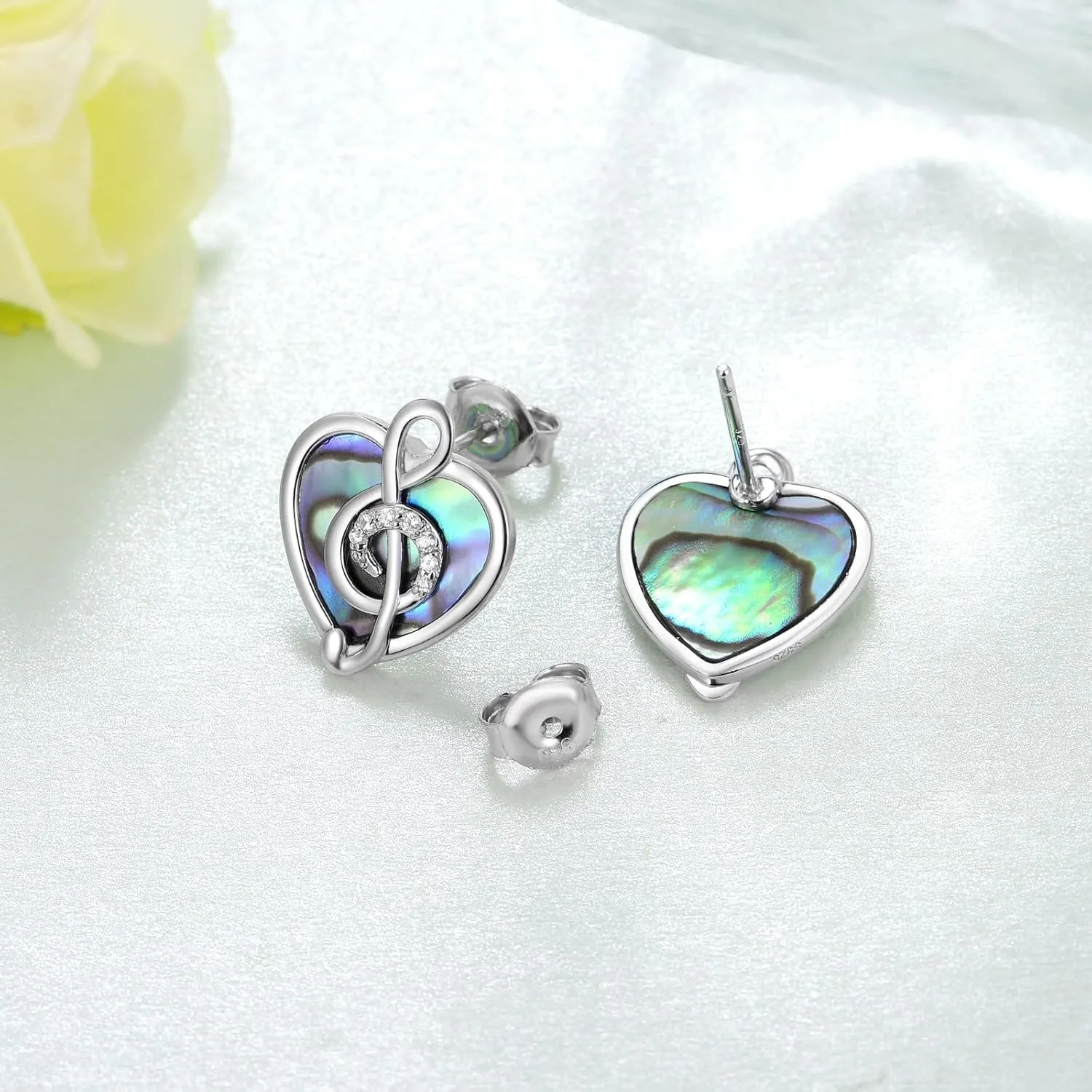 Music Note/Treble Clef/Guitar Earrings and Ring 925 Sterling Silver Music Jewelry Gifts for Women