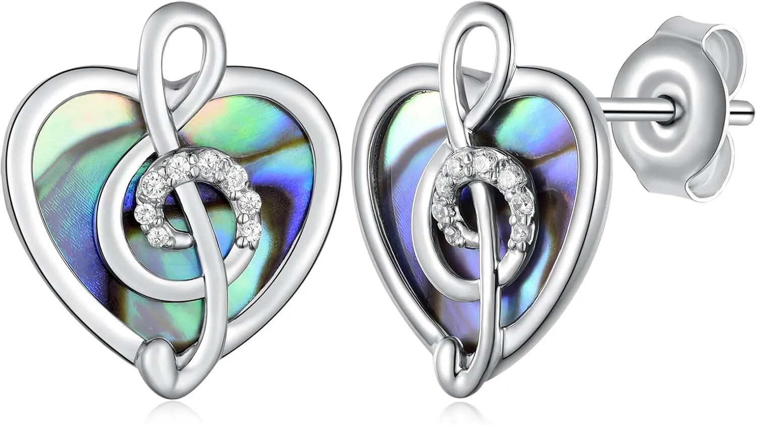 Music Note/Treble Clef/Guitar Earrings and Ring 925 Sterling Silver Music Jewelry Gifts for Women