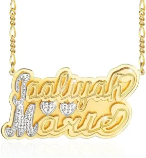 Name Plate Necklaces Double Plated Name Necklace Personalized Custom NameNecklace for Women with Heart 18k Gold Plated Nameplate Pendant for Women