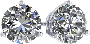 NANA Jewels Round Martini style Simulated Diamond Stud Earrings Silver & CZ 1.50ct-4.00ct Hypoallergenic