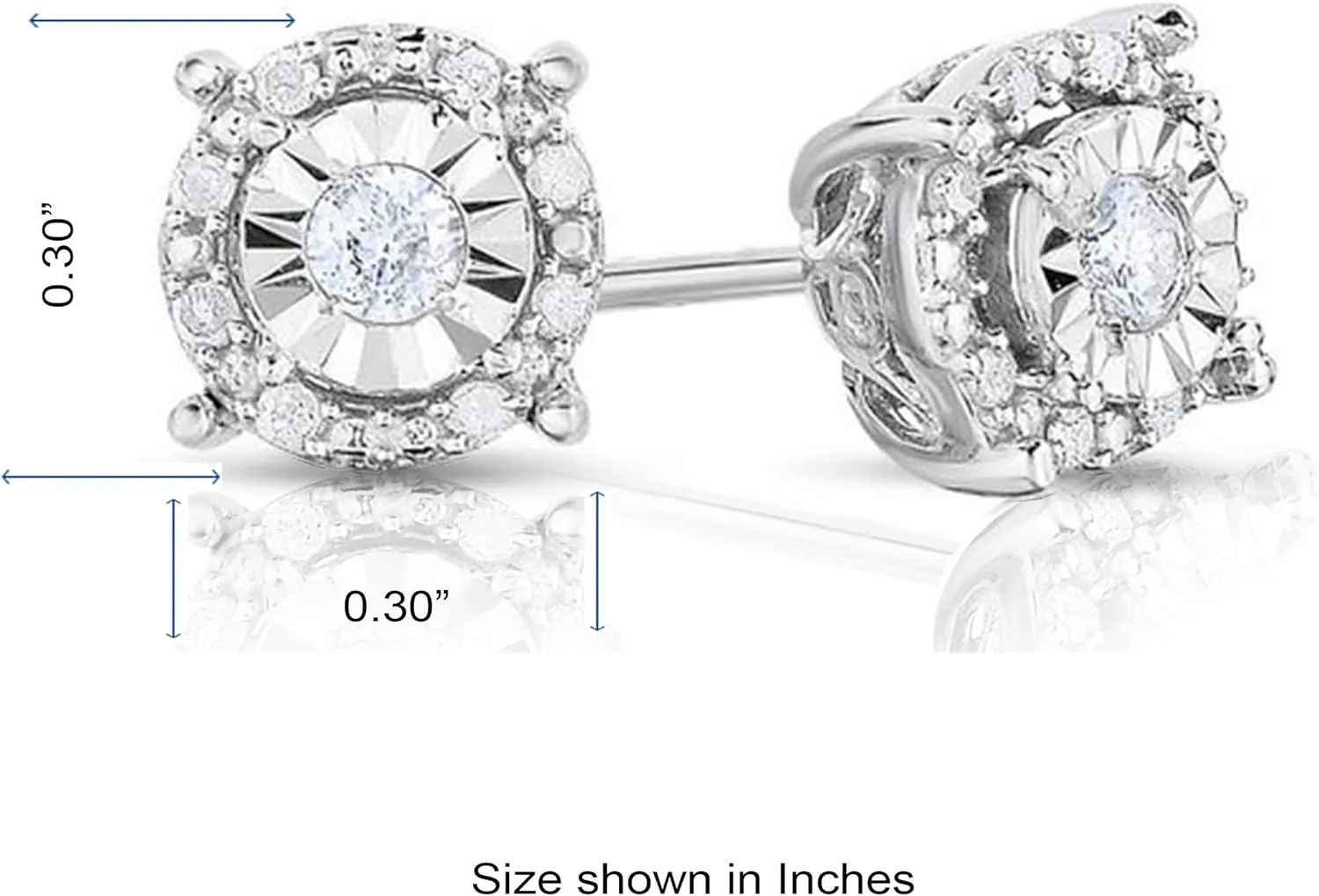 Natalia Drake Diamond Stud Earrings for Women Set in 925 Sterling Silver Halo Color I-J/Clarity I2-I3