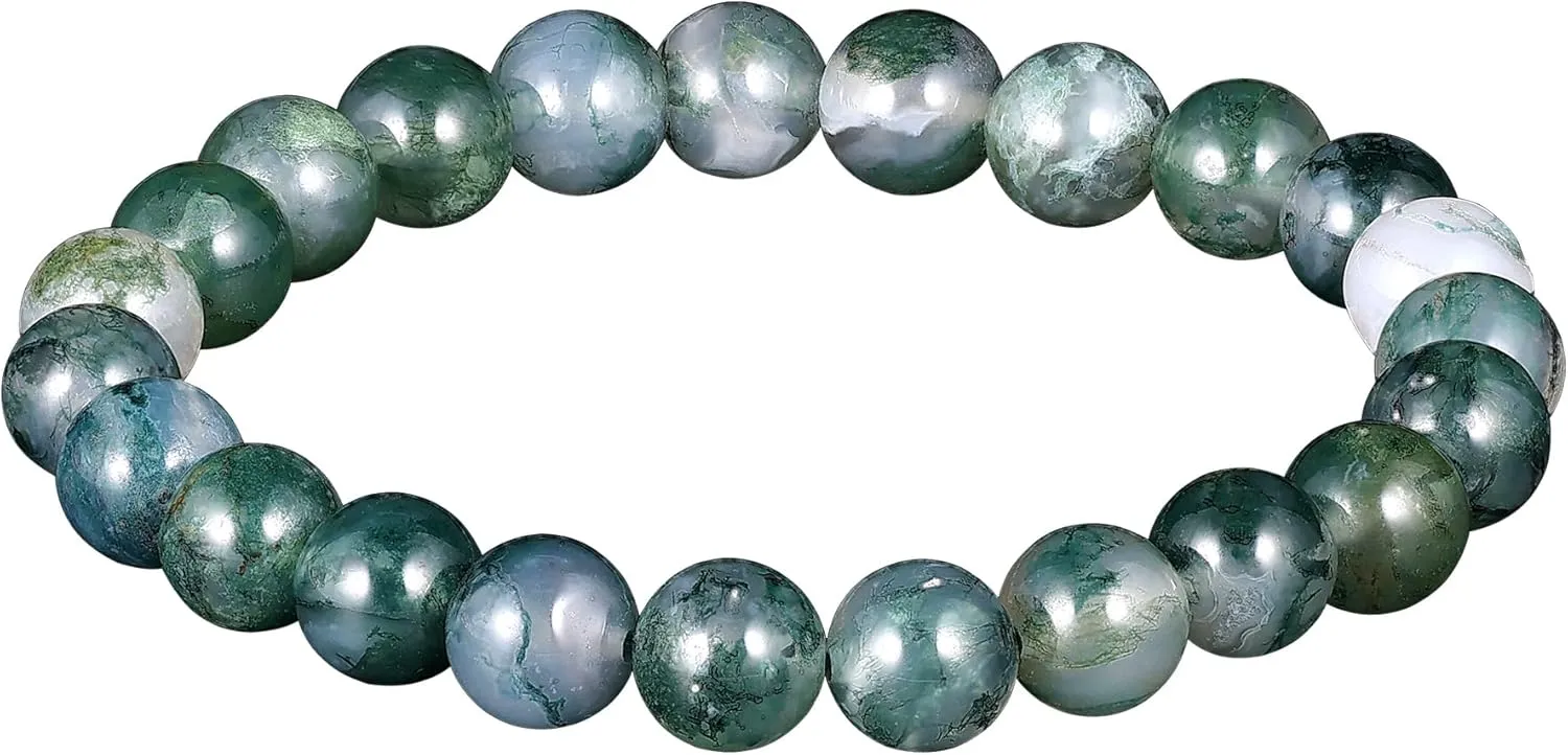 Natural Healing Crystal Stretch Bracelet, Stress Relief Anxiety Yoga Beaded Bracelets, Reiki Spiritural Chakra Positive Protection Quartz Gems Stones Bracelets, Natural Aesthetics Jewelry Fashion Accessory for Women Men Girls Gifts (Unisex)