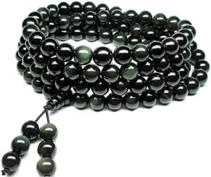 Natural Stone Black Rainbow Obsidian Bracelet Men Women 108 Beads Stretch Bracelets 8mm Buddha Rosary Buddhist for Lover