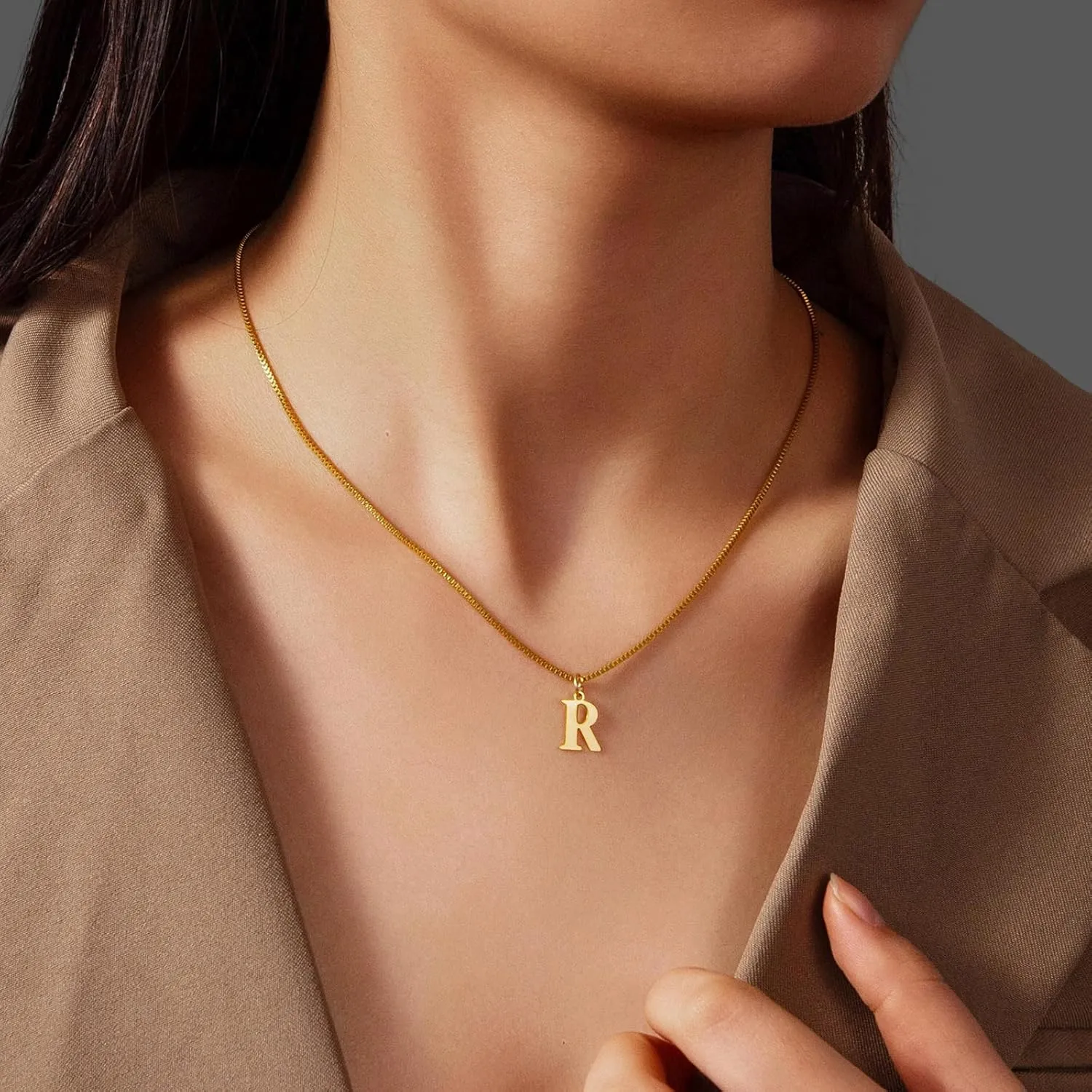 Nayno Initial Necklaces for Women 14k Gold Letter Necklace Gold Plated Dainty A-Z Choker Necklace Custom Gifts Necklace Gold Jewelry Necklace