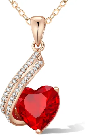 Necklaces Rose Gold Plated Infinity Love Heart Pendant Necklaces with Red Crystal, dainty trendy fashion Jewelry Gifts for women, unique Birthday Gifts for Her Mom Wife Girlfriend Daughter Girls