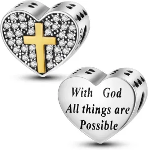 New 2025 925 Sterling Silver God Bible Religion Cross Priest Jesus Pendant Bead DIY Fit Original Pendant Charm Bracelet Women Decoration Jewelry Commemorative With You Accessories Trendy Best For Gift
