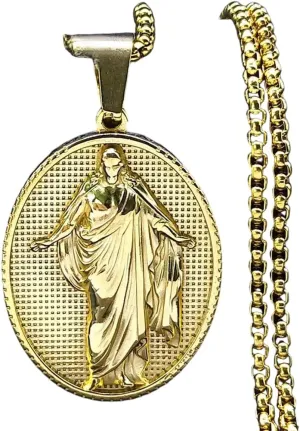 New 2025 Arrival Christian Jesus Christ Medal Pendant Necklace For Men Women Stainless Steel Gold Color Chain Necklaces Jewelry Collar With For You Accessories Trendy Creative Gift