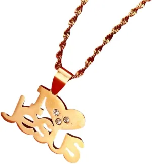 New 2025 Arrival Heart I Love Jesus Pendant Chain Neckalces Women Hers Gold Color Christian Religious Ornaments Cross With For You Accessories Trendy Creative Gift