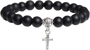 New 2025 Arrival Men Beads Bracelet Slivers Color Cross Pendant Bracelet Natural Stone Bracelets Charm For Women Prayer With For You Accessories Trendy Creative Gift