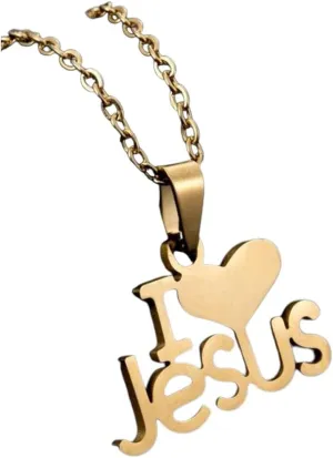 New 2025 Arrival Religious Stainless Steel I Love Jesus Pendant Necklace For Women Gold Color Letter Christian Jewelry Accessories Gifts With For You Accessories Trendy Creative Gift