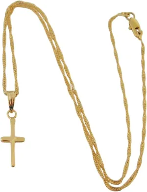 New 2025 Arrival Yellow Gold Color 45Cm Water Wave Necklace Plain Surface Jesus Cross God Pendant With For You Accessories Trendy Creative Gift