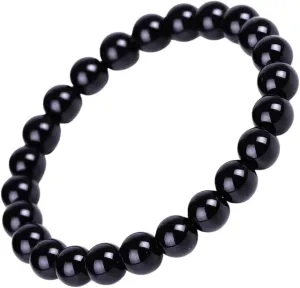 New 2025 Black Obsidian Bracelet Buddhist Prayer Blessing Blackstone Stone Ball Beads Jewelry Valentine'S Present Decoration Jewelry Commemorative With You Accessories Trendy Best For Gift