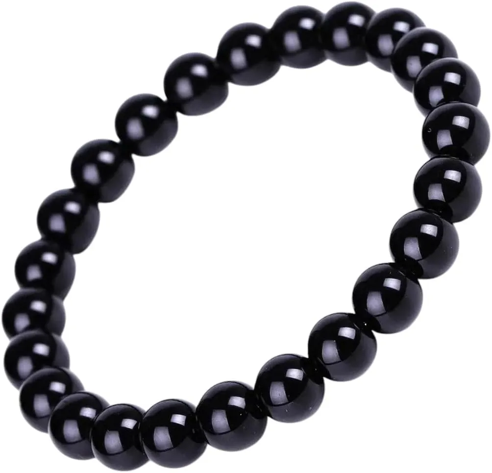 New 2025 Black Obsidian Bracelet Buddhist Prayer Blessing Blackstone Stone Ball Beads Jewelry Valentine'S Present Decoration Jewelry Commemorative With You Accessories Trendy Best For Gift