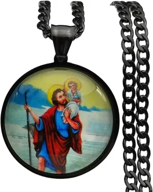 New 2025 Christian Jesus Medal Pendant Necklace For Women Men Gold Color Stainless Steel Glass Clavicle Chain With For You Jewelry Fashion Accessories Creative Gift