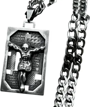 New 2025 Christian Medal Jesus Crucifix Pendant Necklace For Women Men Black Color Stainless Steel Male Chain Bible Amulet Decoration Jewelry Commemorative With You Accessories Trendy Best For Gift