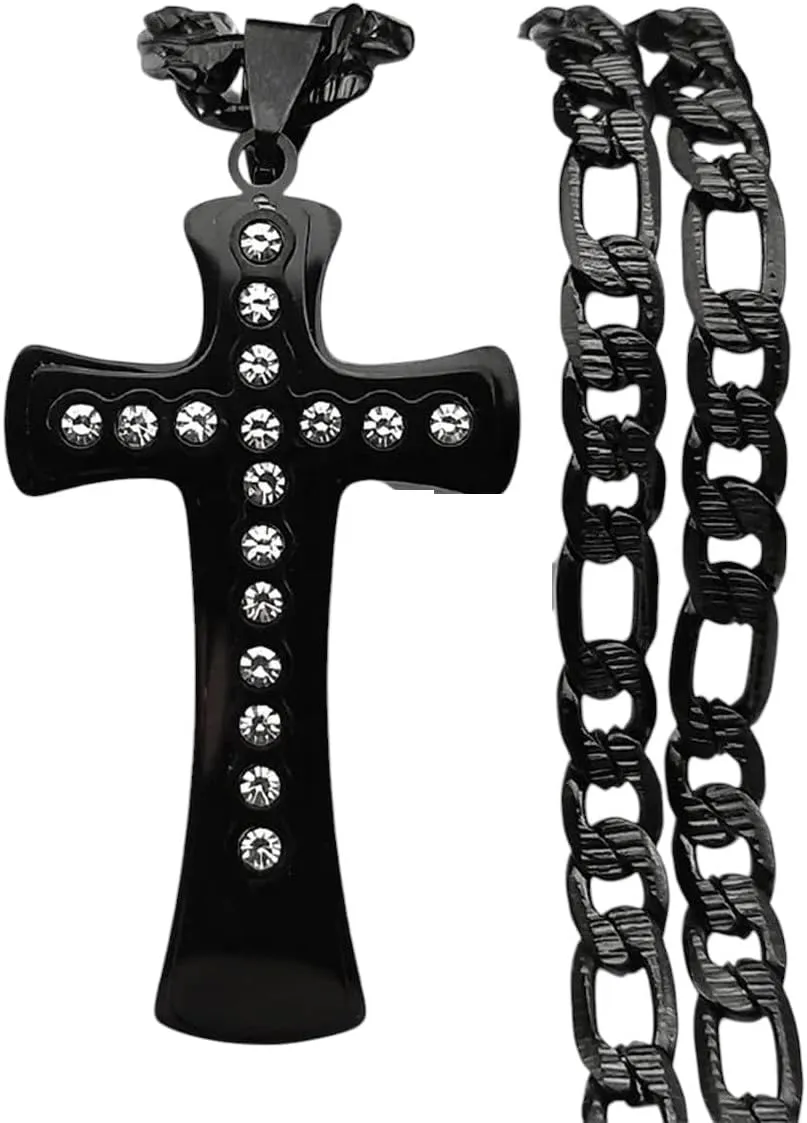 New 2025 Christian Rhinestones Jesus Cross Pendant Necklace For Women Men Gold Color Stainless Steel Catholic Hip Hop Chain Jewelry Gift With For You Accessories Trendy Creative Gift