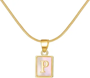 New 2025 Fashion Glowing Letter Initial Necklace For Women Men Gold Color Square Shell Glow In The Dark 26 Alphabet Name Choker With For You Jewelry Fashion Accessories Creative Gift