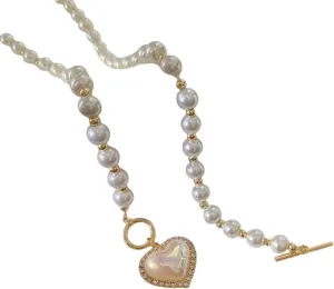 New 2025 Fashion Imitation Pearls Collar Vinatge Abs Pearl Pendant Necklace For Women Simple Ot Buckle Clavicle Chain Party Decoration Jewelry Commemorative With You Accessories Trendy Best For Gift