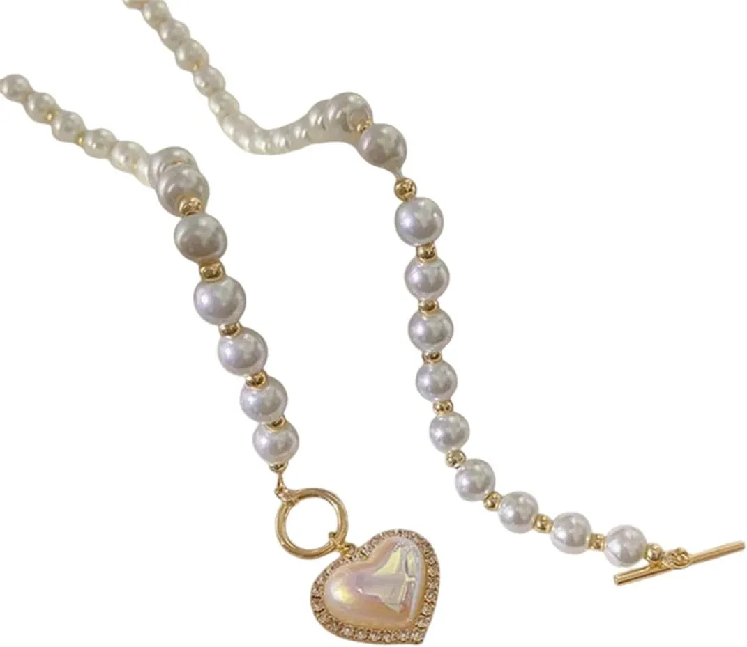 New 2025 Fashion Imitation Pearls Collar Vinatge Abs Pearl Pendant Necklace For Women Simple Ot Buckle Clavicle Chain Party Decoration Jewelry Commemorative With You Accessories Trendy Best For Gift