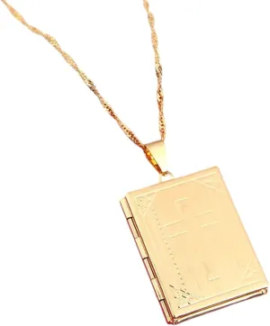 New 2025 Gift Fashion Unisex Jesus Jewelry 24K Gold Color Cross Pendant Book Cross Jesus Pendant Necklace Decoration Jewelry Commemorative With For You Accessories Trendy Creative Best For Gift