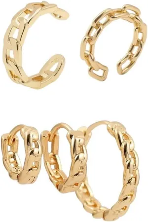 New 2025 Gold Color Ear Cuff Cartilage Wrap Earrings Non-Piercing Bones Spiral Clip Set For Women Men Jewelry Findings Gift Fashion Trendy Accessories Creative