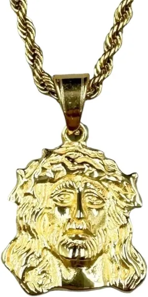 New 2025 Hip Hop Men And Women's Necklace Jesus Pendant Gold Color For Men Head Face Christian Fashion With For You Jewelry Fashion Accessories Creative Gift
