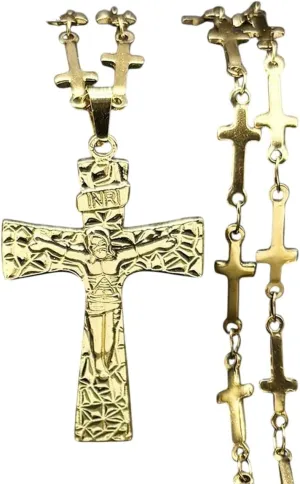 New 2025 Inri Catholic Jesus Crucifix Pendant Necklace For Women Men Stainless Steel Gold Color Religious Amulet Cross Chain Decoration Jewelry Commemorative With You Accessories Trendy Best For Gift