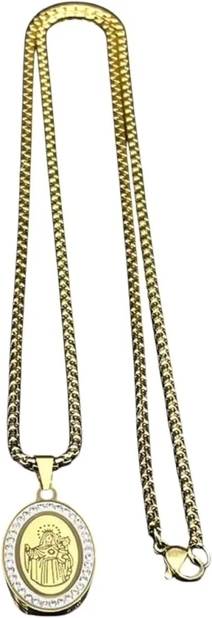 New 2025 Jesus And Virgin Mary Pendant Necklace For Women Men Stainless Steel Gold Color Christian Medal Chain Decoration Jewelry Commemorative With For You Accessories Trendy Creative Best For Gift